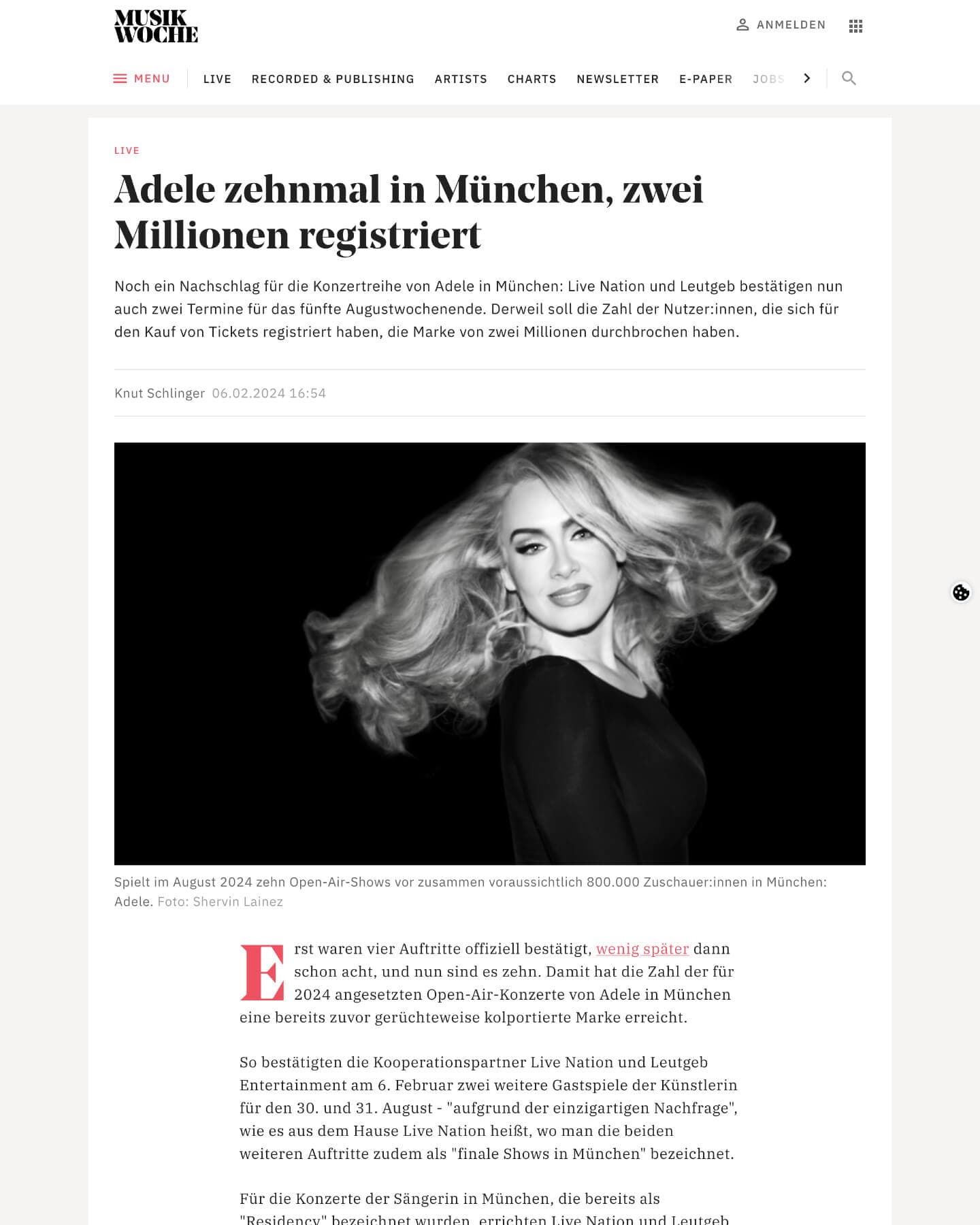 Article detail page with brand-specific styling