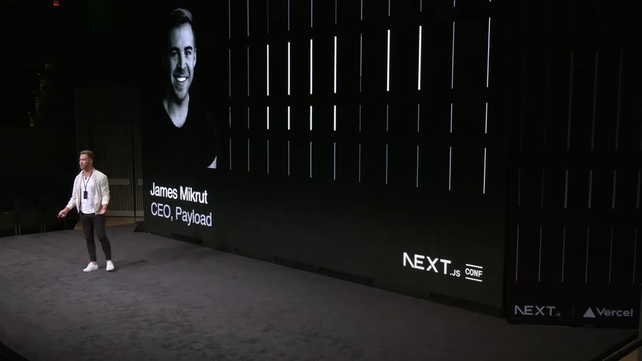 James Mikrut, CEO of Payload CMS, at Next.js Conf 2023